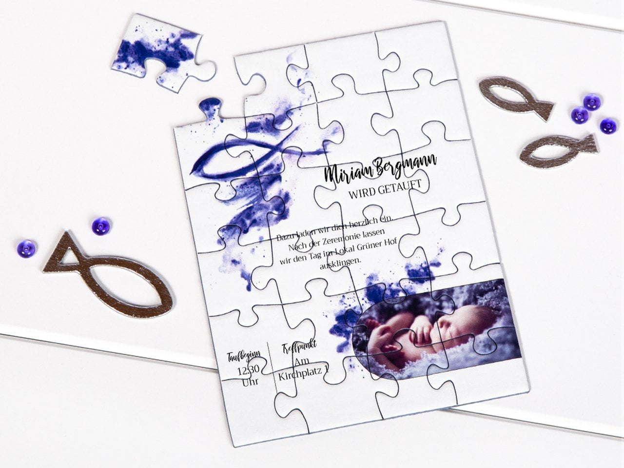 Einladungen zur Taufe als Puzzle