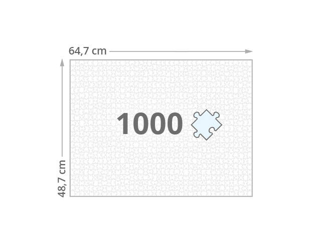 Gelegte Größe der 1000-Teile-Puzzles: ca. 64 x 48 cm