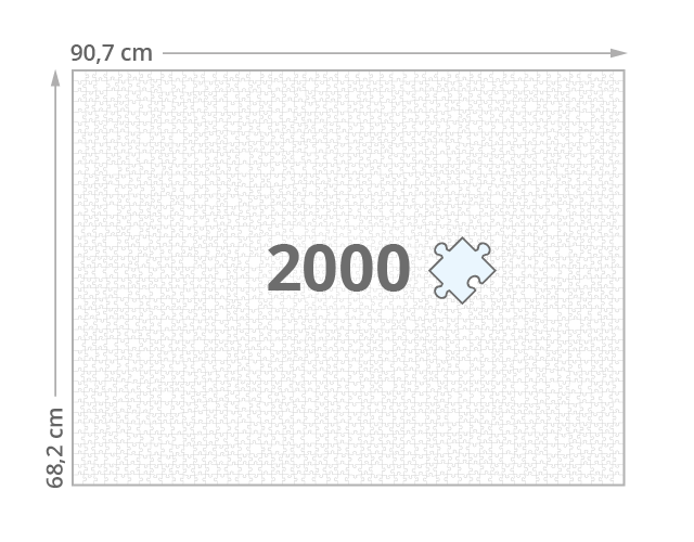 Gelegte Größe der 2000-Teile-Puzzles: ca. 90 x 67 cm