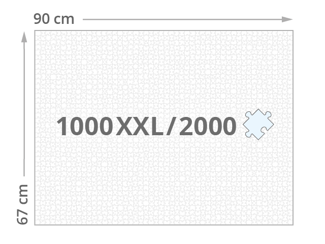 Gelegte Größe der 1000 Teile XXL & 2000-Teile-Puzzles: ca. 90 x 67 cm