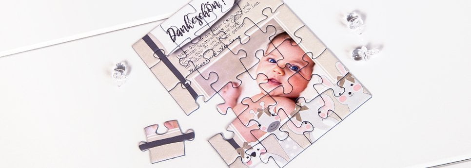 Dankeskarte zur Geburt als Puzzle