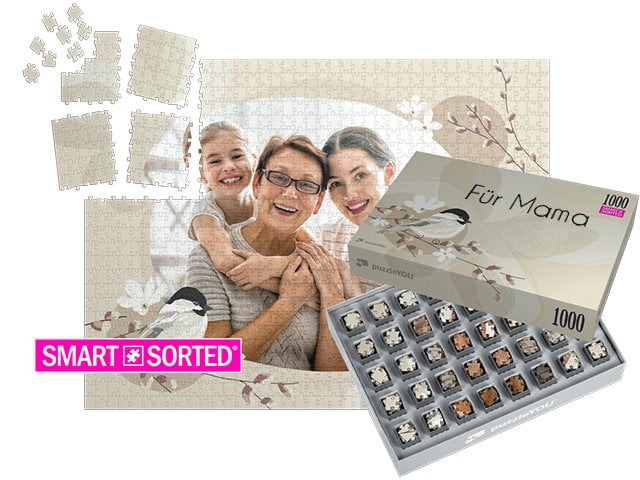 SMART SORTED® - Das Überraschungspuzzle zum Muttertag, Schachteldesign "Palmkätzchen"