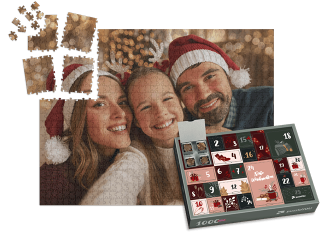 Puzzle-Adventskalender mit eigenen Fotos - 1000 Teile Puzzle hinter 24 Türchen