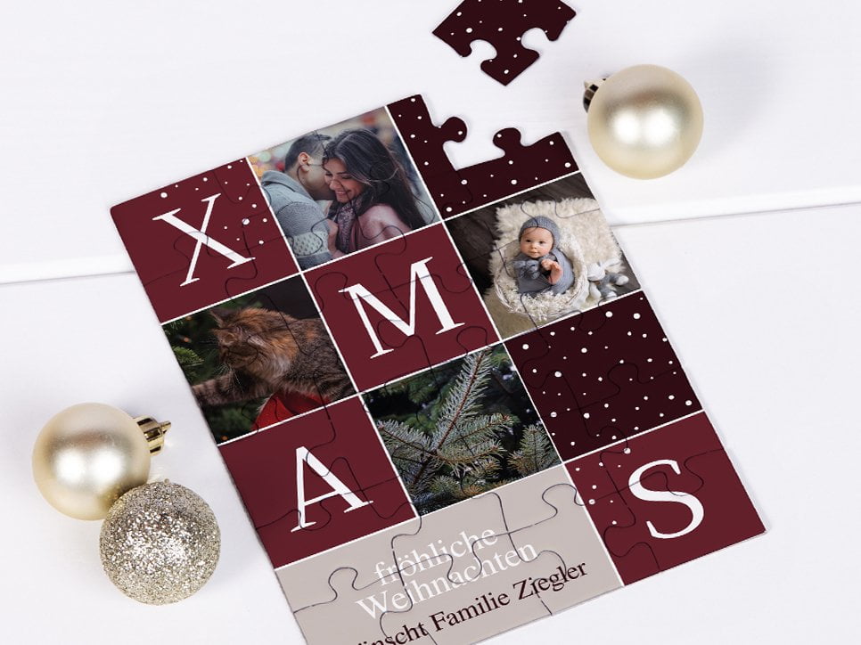 Weihnachtskarten mit Foto als Puzzle