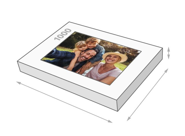 Die Schachtel für das Fotopuzzle 1000 Teile misst 37,3 x 27,3 x 5,6 cm.