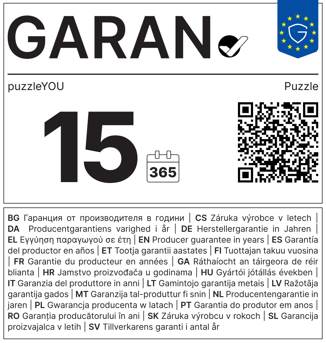 Garantie-Label puzzleYOU
