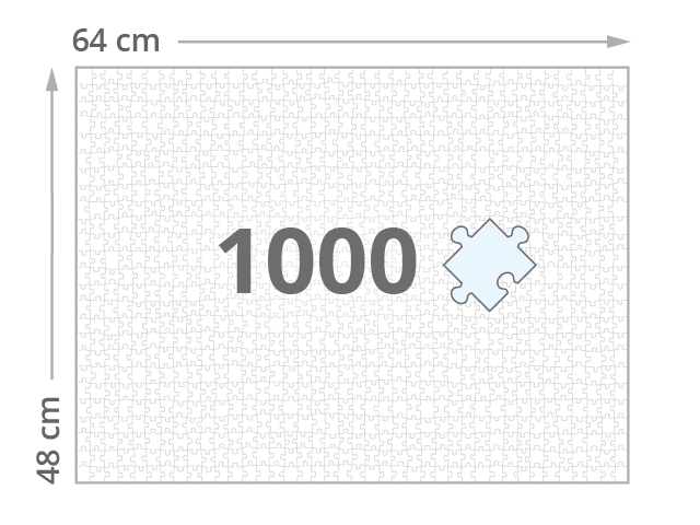 Gelegte Größe der 1000-Teile-Puzzles: ca. 64 x 48 cm