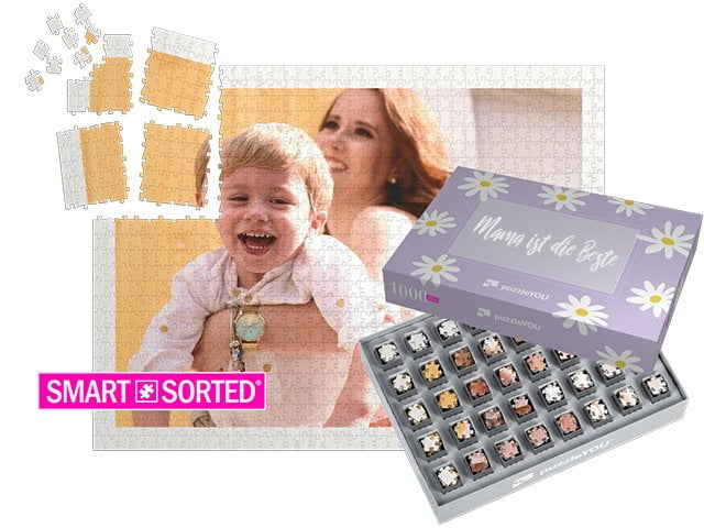 SMART SORTED® - Das Überraschungspuzzle zum Muttertag, Schachteldesign "Gänseblümchen"